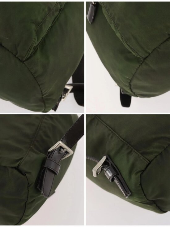 PRADA Backpack Nylon Green Silver Auth 174558